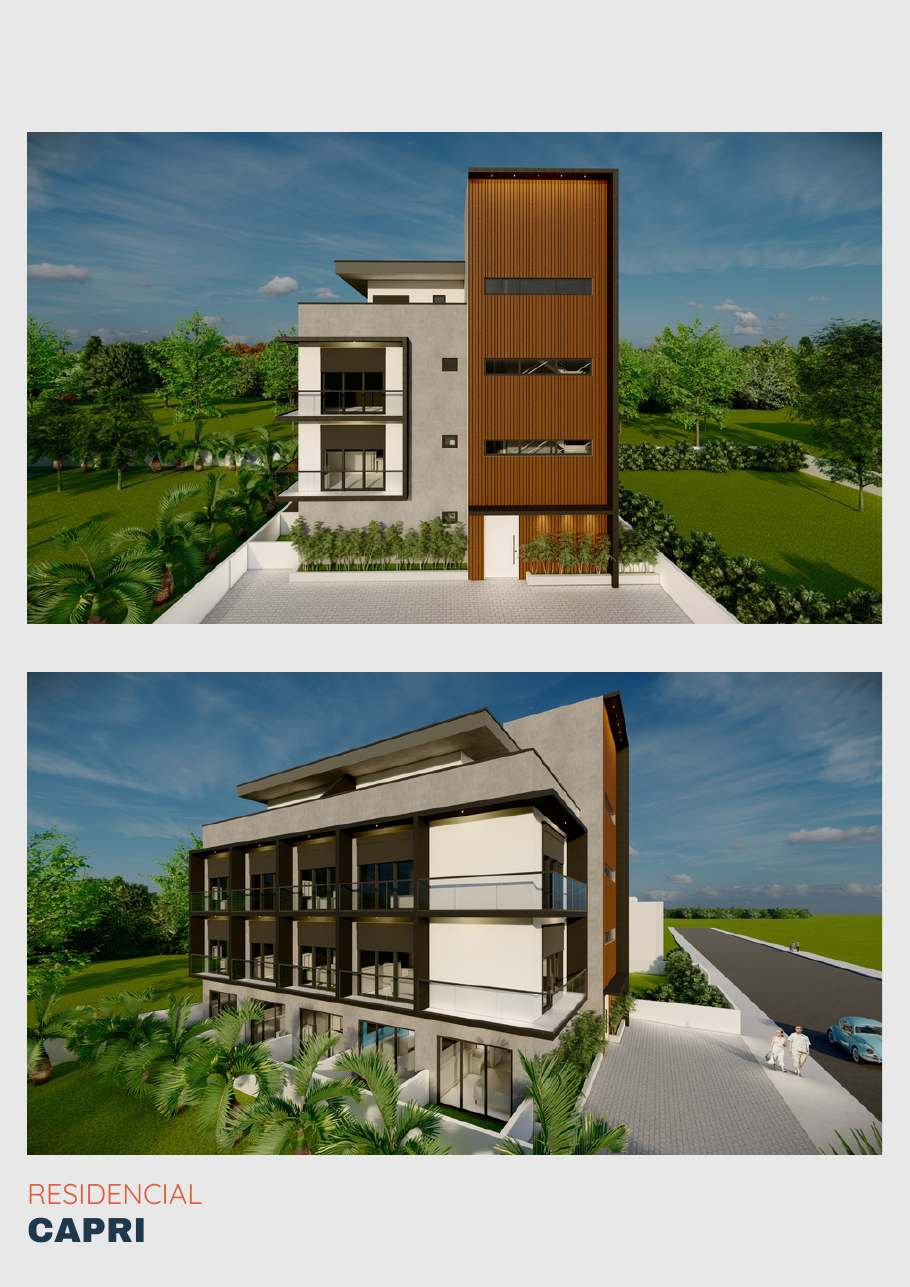 Perspectivas da fachada do Residencial Capri